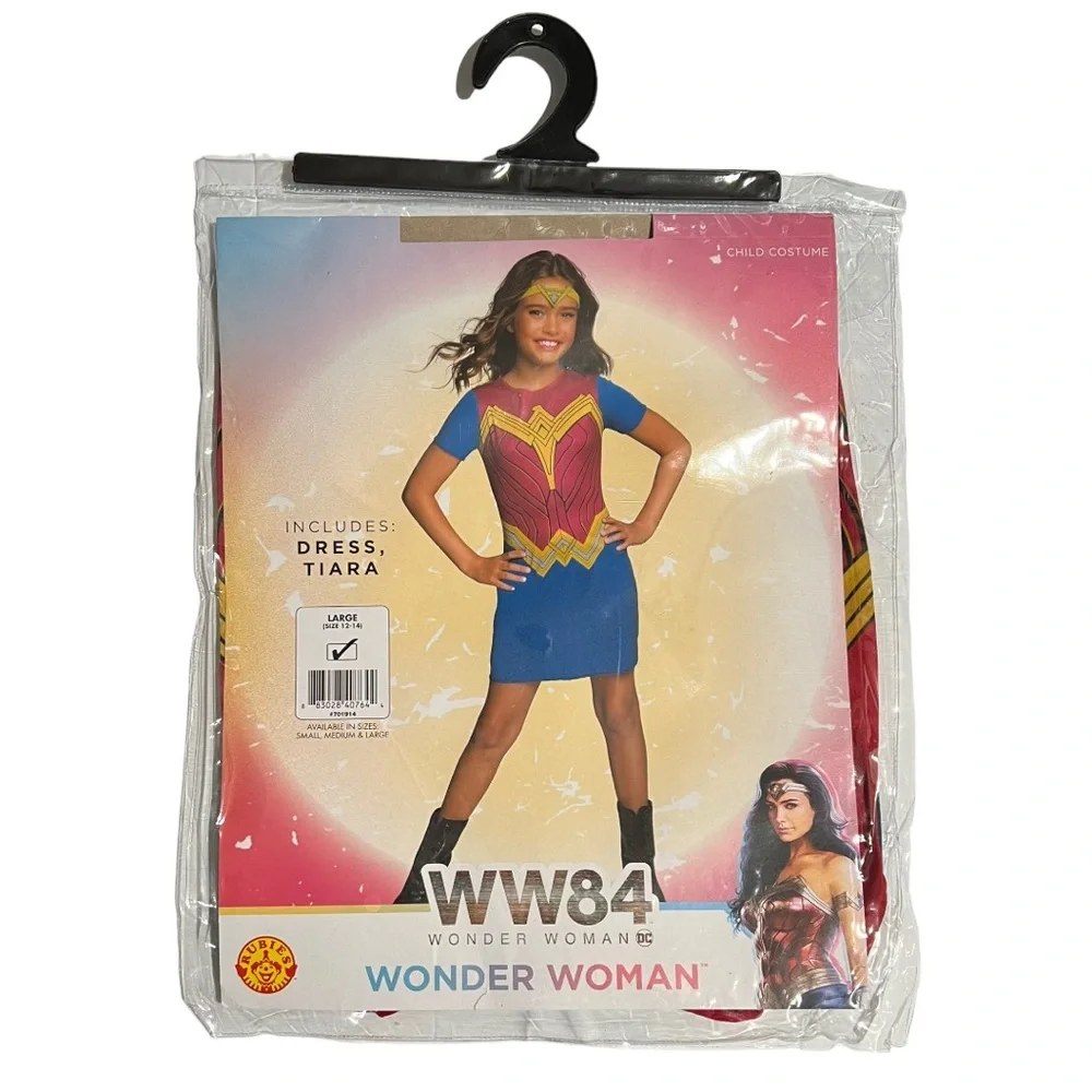 WW84 Wonder Woman Costume Size L 12-14 Blue Red Gold Dress And Tiara Rubies New